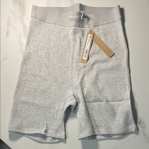 SKIMS Light Gray Ribbed High-Rise Bike Shorts